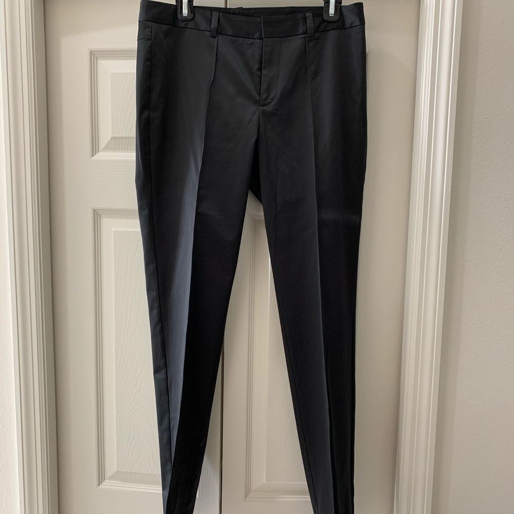 Black satin skinny pants